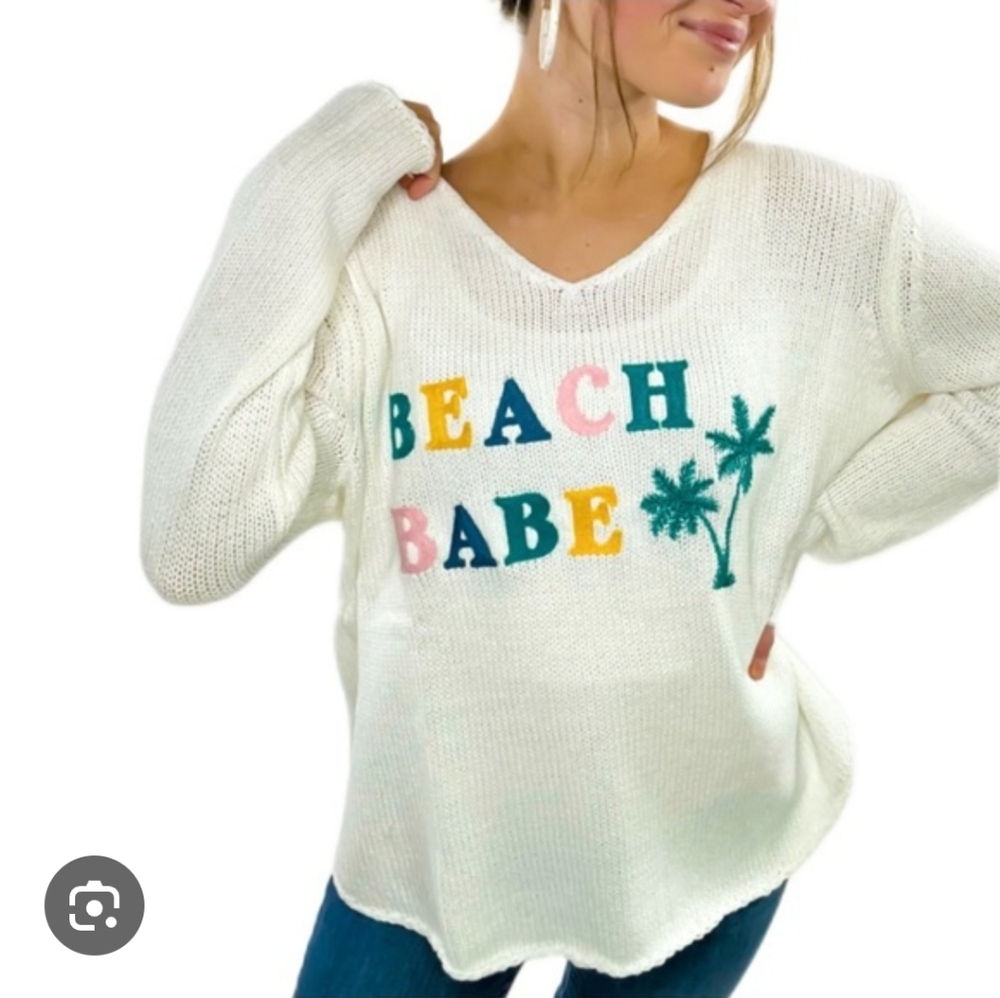 Simply Southern Beach Babe Everyday Sweater L/XL White Swimsuit Cover Up
